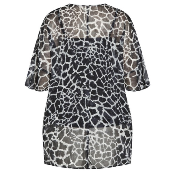 Arna YORK 18-28W Hi Lo Black Animal Print Moment Pleat Print Top Tunic V3.5 - Picture 4 of 6